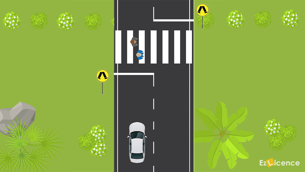 At a pedestrian crossing you must-