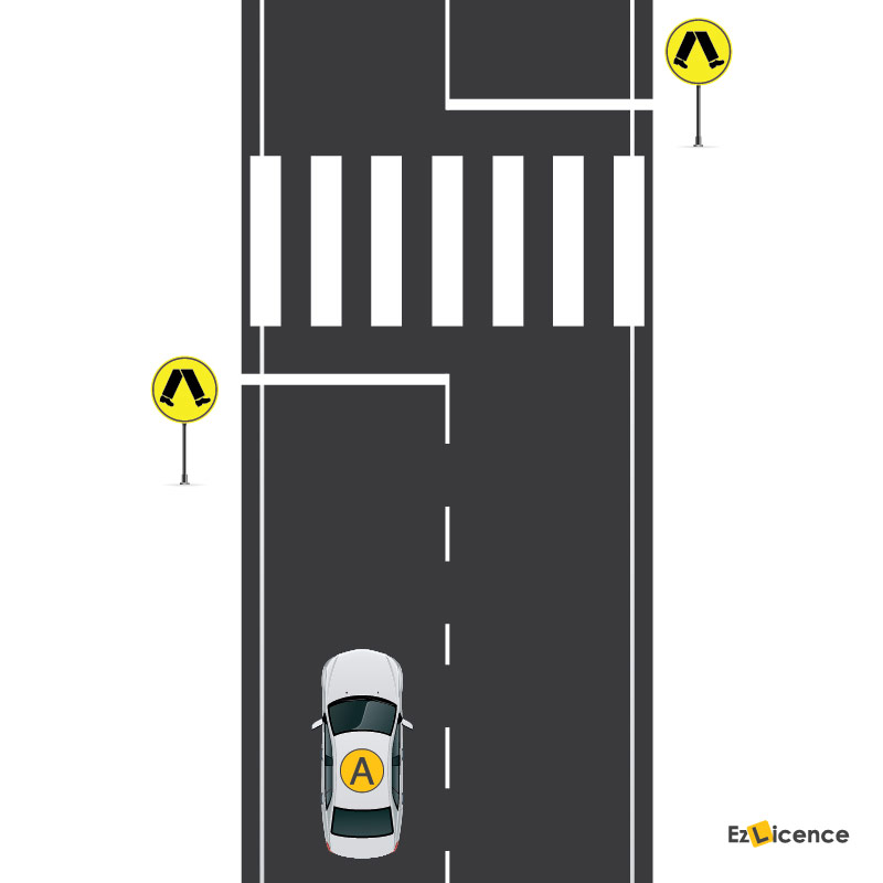 When approaching a marked pedestrian crossing and no pedestrians are in sight, you should-