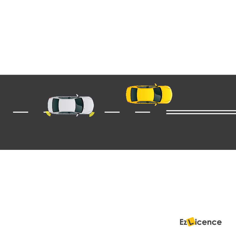 When starting to overtake you see the dividing lines ahead change to double unbroken lines. What should you do?