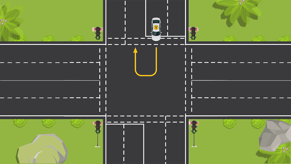 You can do a U-turn at an intersection with traffic lights