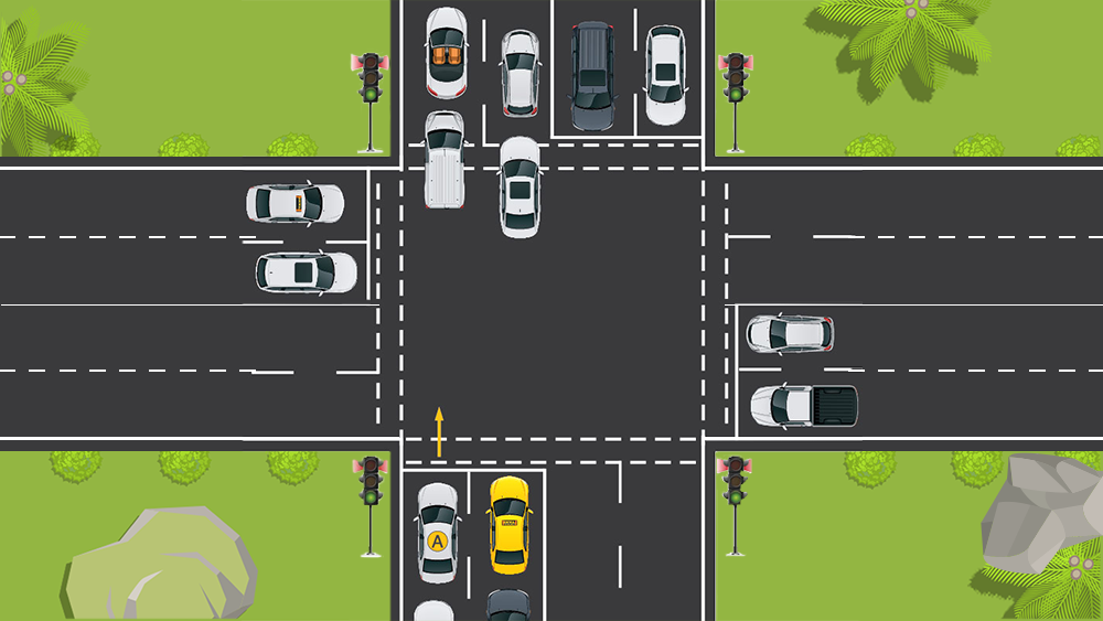 What must you do at an intersection, which is blocked by other vehicles?