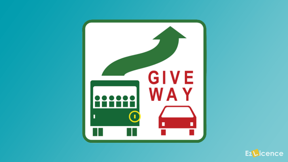 You are driving in a 60 km/h zone with only one lane for traffic in your direction. You see a bus ahead (with this sign displayed on the rear) signalling its intention to pull out from a bus stop. You should -