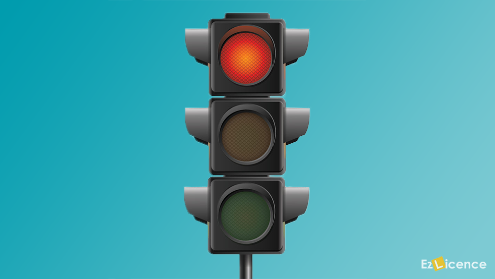 At traffic lights what is meant when a red light appears?