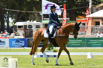 Chelsea Priestley from Victoria is pictured aboard  her Thoroughbred gelding 'Rosso Asiago' by Barely A Moment completing her Horseland CCI 2* dressage test at the 2018 Australian International Three Day Event.