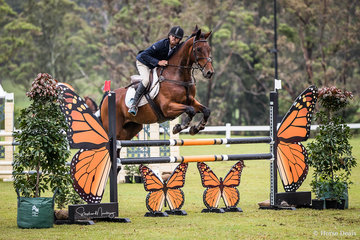 Cale Ruston and 'Kirmington Casper' win the Amateur Round 1class in a time of 27.981 sec