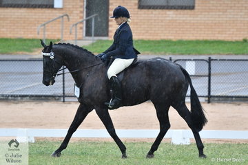 Karissa Anderson is pictured during the First Season Hack Championship with her, 'Fantastic Porscha' (over 16.2hh)
