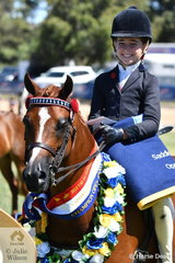 A delighted Zhoe Willison is pictured with her, 'Hamlot Park Holly's Silk' that was declared 2019 VAS Small Pony Champion.