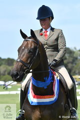 Well known exhibitor, Fiona McIntyre rode her own and Jonathon Lumsden's, 'Foxbridge' to take out the EA Newcomer Hunter Hack Championship.