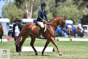 Carly Thomas rode her, 'Careal Chance Encounter' to claim the Ridden APSB Part Bred Championship.