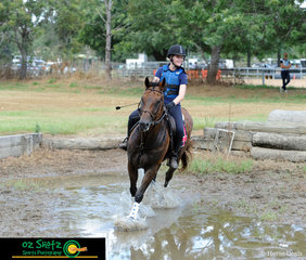 Anna Nicolso was all smiles with her ten year old Throughbred, Pierre at the water jump. Anna travelled all the way down from Bundaberg for the weekend of both show jumping and cross-country training.