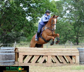 First time jumping Prelim on new horse Moose a 17.2hh Warmblood gelding, Tessa Beale in her lesson with Rebel Morrow at Burpengary Equestrian Centre. 