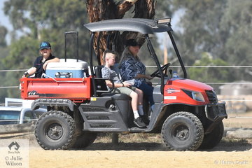 Linda Brooks is pictured at the wheel of the Yarra Glen Show Uber Eats vehicle. Cold drinks were popular and orders would be taken and delivered for a variety of delicious offerings courtesy of the Yarra Glen Pony Club.