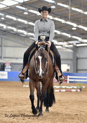 LANA KELDERMAN RIDING BEYOND DOUBT PLACED FIRST IN THE 3 YEAR OLD TRAIL