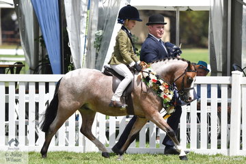 Ivy Aikman did the riding and Jeremy Roberts the wrangling of Smanatha Mullan's, 'Wyann Tiddleywinks' to claim the 2019 Leading Rein Show Hunter Pony Championship at the 50th Celebration Barastoc Victorian Horse of the Year Show.