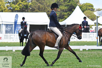 Tahlia Young rode Greg Gerry's home bred, 'Whitmere Ethereal' to claim the  Barastoc 50th Celebration Anniversary Show Medium Pony Championship.