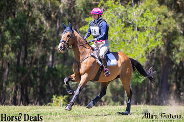 Laura Wallace riding ESB Irish Autumn getting ready to tackle one of the 20 efforts making up the EvA 105 course.