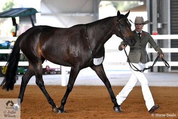 Kate Schoen is pictured with her, 'Orlanga KC Coconut' that took second place in the class for Led Three Year Old Filly.