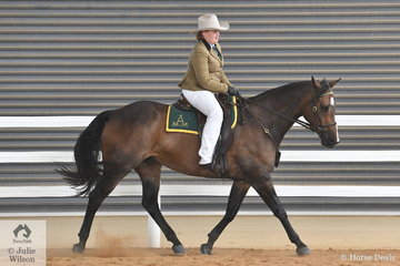 Ashlee Carrigan-Walsh rode her well performed, 'Kardinia Jackman' to take fourth place in the class for Hack Gelding Over Five Years, Over 15hh.