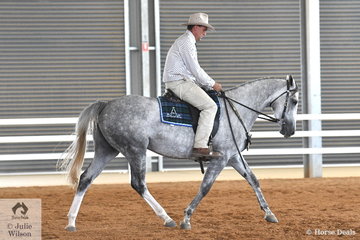 Gippsland Stock Agent and Australian Stock horse enthusiast Jason Fry, rode Todds Iglesia Rose to fourth place in the class for Hack filly 3 years old.