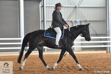 Ian Gladman rode his colourful and good going, 'Coleslea Cash' to take second place in the class for Four Year Old Male Hack.
