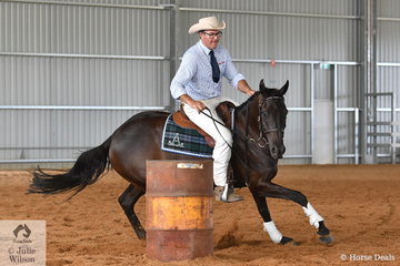 David Nash is pictured aboard his and Emma Nash's, 'Bullseye Kidman' during the  Stephens Pasture Seeds Four Year Old Maturity. David and "Sid" took second place overall.