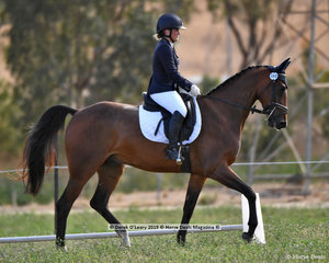 "ARNHEM LAND ALKIRA" ridden by Georgia Lovelock in the EVA80 A Dressage Phase