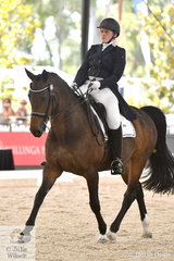 Matilda Carnegie from Victoria is pictured aboard her own, 'Devil's Chcolate' during the Netier Prix St Georges CDN.