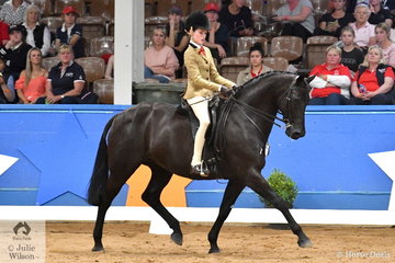 Representing NSW Elizabeth Taylor rode Hunter Taylor's successful, 'EBL One Night In Paris' to take out the Child's Large Show Hunter Galloway Runner Up award.
