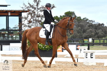 Phoebe Roche is pictured aboard the successful dressage horse, 'Saddle Up Romper Stomper' during the Grade 4 Para Equestrian Freestyle.