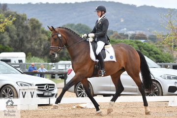 Successful South Australian dressage rider and trainer, Ruth Schneeberger rode , 'Miramar Serene' to claim the Medium Reserve Championship.