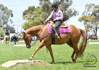 Tracey Mallia and Inhe An Assett, at the bridge, in the Open Trail class