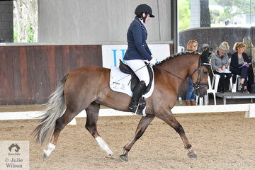 Diane Humm rode Haluma Maldwyn to win the Young Pony 4 Year Old Round 1.