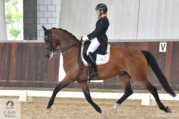 Holly Leach from New Zealand rode Sugarloaf Amnesty to fourth place in the Young Horse 7 Year Old Round 1.