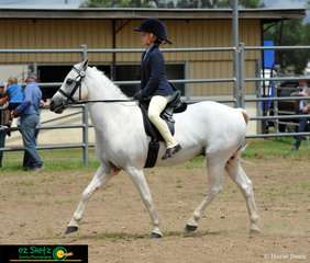 Trotting around for the judge in the Beginner Ring in the Independent Rider 6 years and Under 8 was  Amber Kahler on Jack