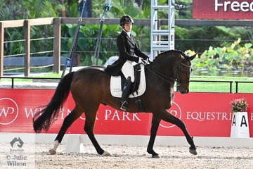 Sydney Hoffman rode her, 'Freedom C' to eighth place  in the Intermediate 1 Freestyle on the final day of the first weekend of the Willinga Park Dressage By The Sea.