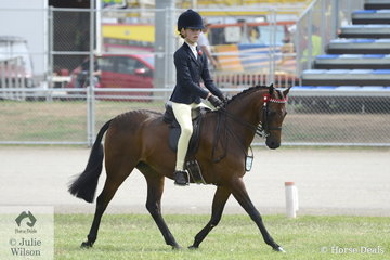 Olivia Carter rode the J and R Equestrian and L Malcaus nomination, 'Malibu Park Blue Kitty' to take second place in the class for Child's Show Pony/Show Hunter Pony 12-13.2hh and was declared Reserve Champion.