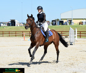 After jumping clear in the first round in the Open 90cm Class and then stopping the clock at 34.15 seconds in the second round was Sarah Wilston and 'Quinrose'.