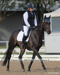 Kerrie Tresize in the Preliminary 1A Dressage Age Group 50-59 y/o riding Ashes Of Jupiter
