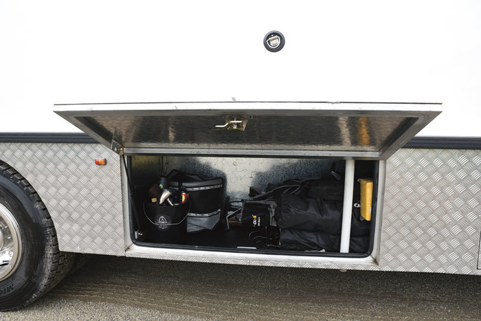 “The great advantage of having huge storage space” says John Berwick, “is that a lot of the gear can stay packed in the truck and it makes getting ready for a show that much easier.”