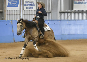 Fizzics ridden by kate elliot in the junior horse reining