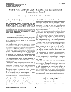 Item - Control over a bandwidth limited signal to noise ratio ...
