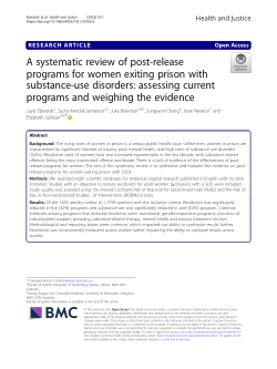 Item - A systematic review of post-release programs for women exiting ...