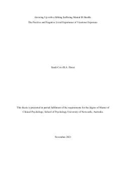 Item - Growing up with a sibling suffering mental ill health: the ...