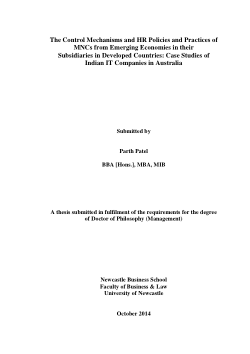 Item - The control mechanisms and HR policies and practices of MNC's ...