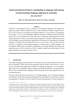 Social and historical factors contributing to language shift among German heritage-language migrants in Australia: an overview