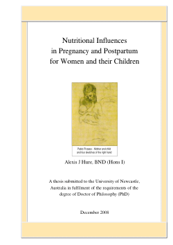 Item - Nutritional influences in pregnancy and postpartum for women and ...