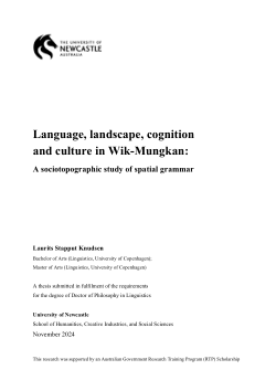 Item - Language, landscape, cognition and culture in Wik-Mungkan: a ...