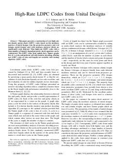 Item - High-rate LDPC codes from unital designs - Open Research ...