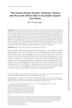'The unseen enemy persists’: Delusion, Trauma and the South African War in Australian Asylum Case Notes