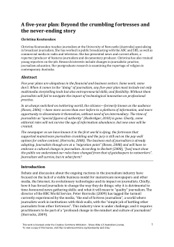 Item - A five year plan: beyond the crumbling fortresses and the never ...